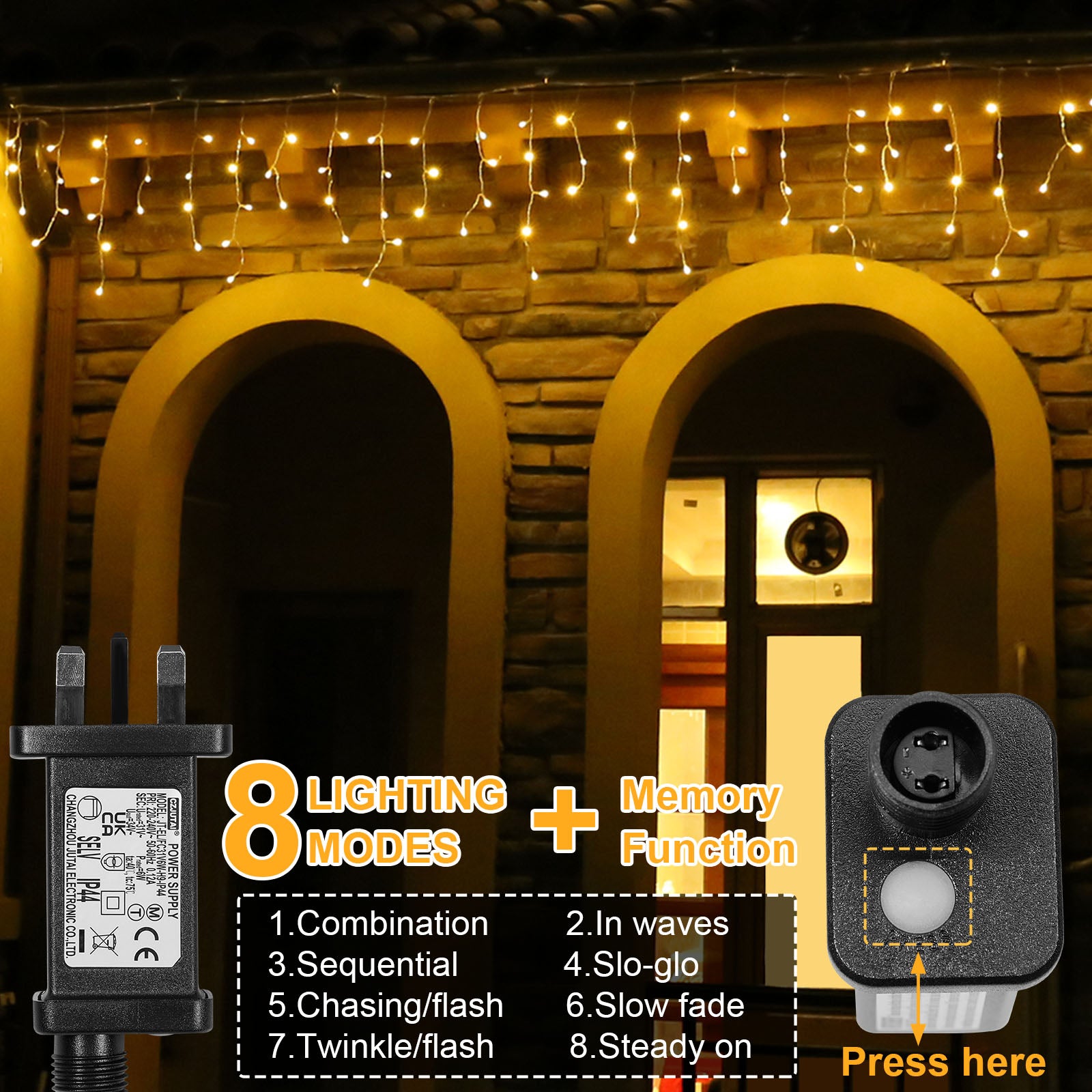 Memory LED Icicle String Lights 5/10/15M Waterproof Outdoor Christmas Fairy Lights 8 Modes Timer Xmas Newyear Decor 31V Plug