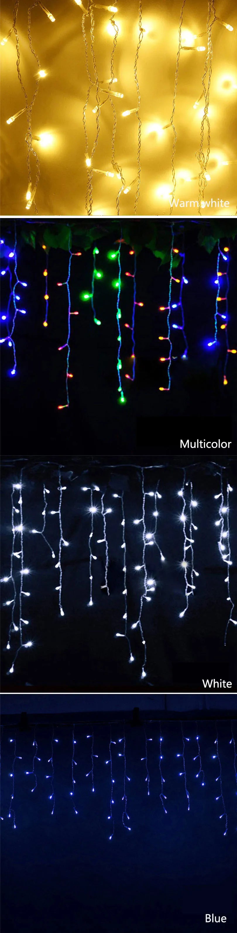 Street Garland On The House Christmas Decorations Ornaments LED Festoon Icicle Curtain Light Droop 0.3m-0.5m EU Plug New Year