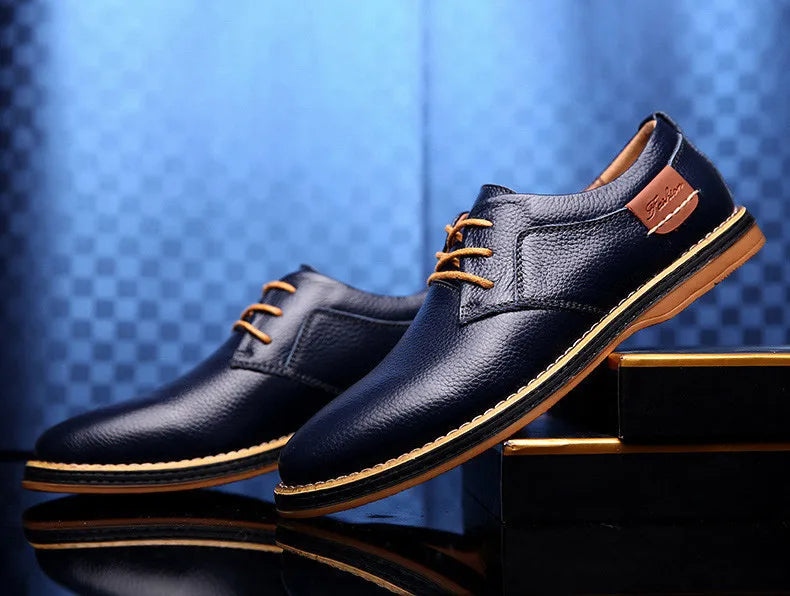 New Spring Autumn Fashion Men Shoes Men Leather Oxfords Shoes Casual Lace-up Formal Business Wedding Dress Shoes Big Size 38-48