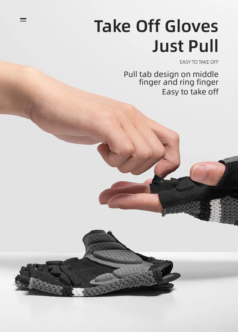 ROCKBROS Breathable Fitness Gloves Silicone Palm Hollow Back Gym Gloves Weightlifting Workout Dumbbell Bodybuilding Gloves