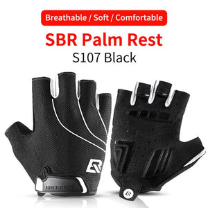 ROCKBROS Breathable Fitness Gloves Silicone Palm Hollow Back Gym Gloves Weightlifting Workout Dumbbell Bodybuilding Gloves