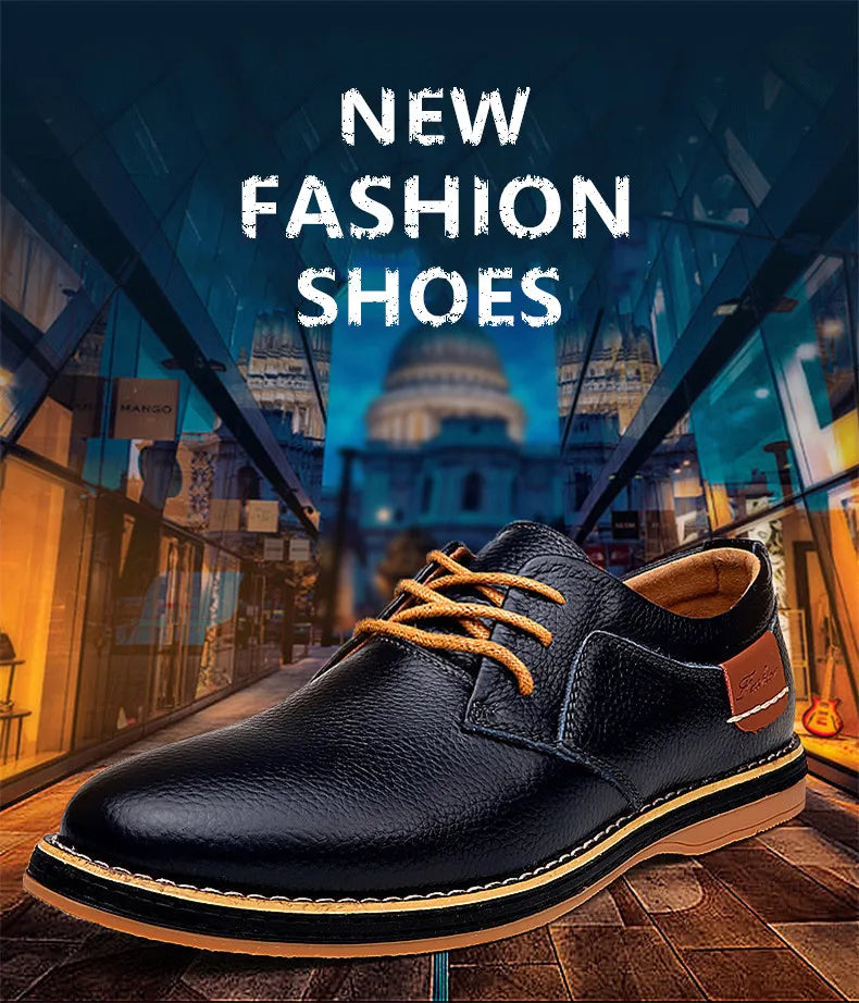 New Spring Autumn Fashion Men Shoes Men Leather Oxfords Shoes Casual Lace-up Formal Business Wedding Dress Shoes Big Size 38-48