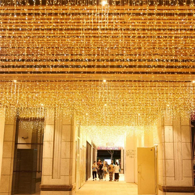 Street Garland On The House Christmas Decorations Ornaments LED Festoon Icicle Curtain Light Droop 0.3m-0.5m EU Plug New Year