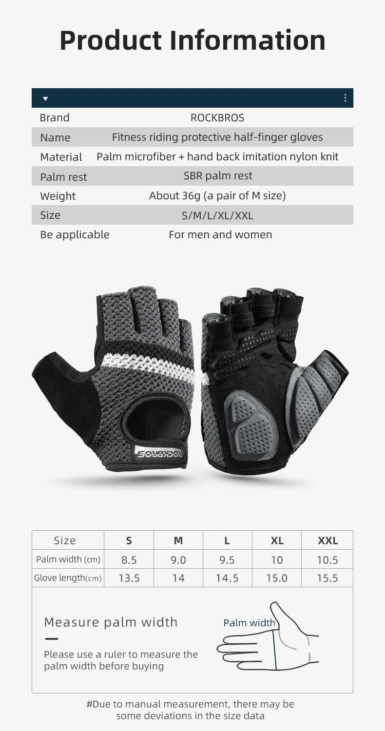 ROCKBROS Breathable Fitness Gloves Silicone Palm Hollow Back Gym Gloves Weightlifting Workout Dumbbell Bodybuilding Gloves