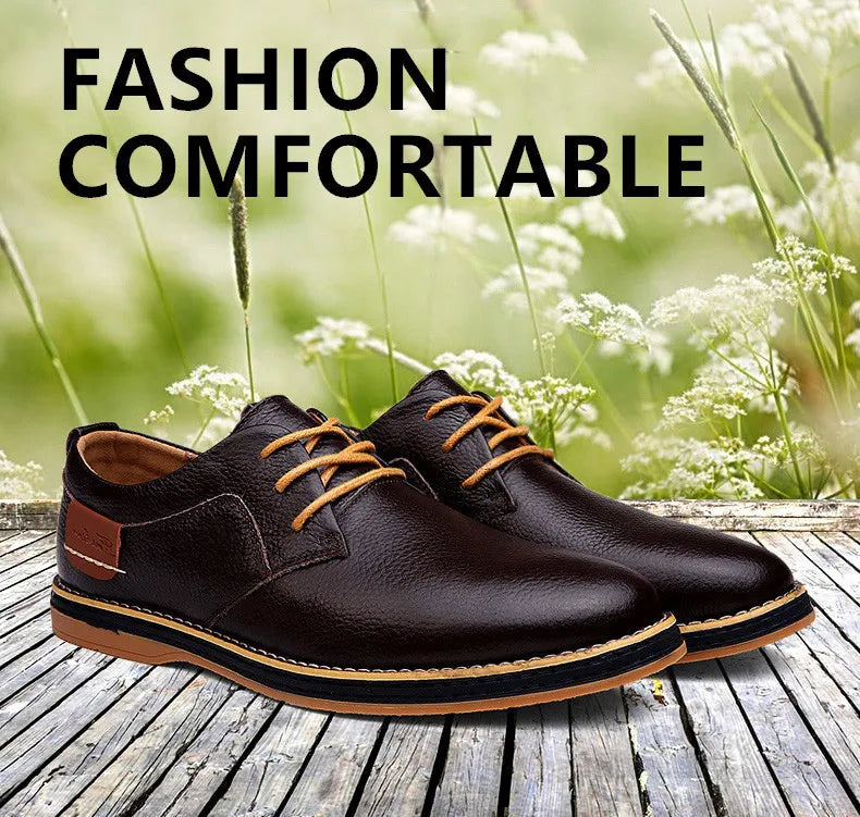 New Spring Autumn Fashion Men Shoes Men Leather Oxfords Shoes Casual Lace-up Formal Business Wedding Dress Shoes Big Size 38-48