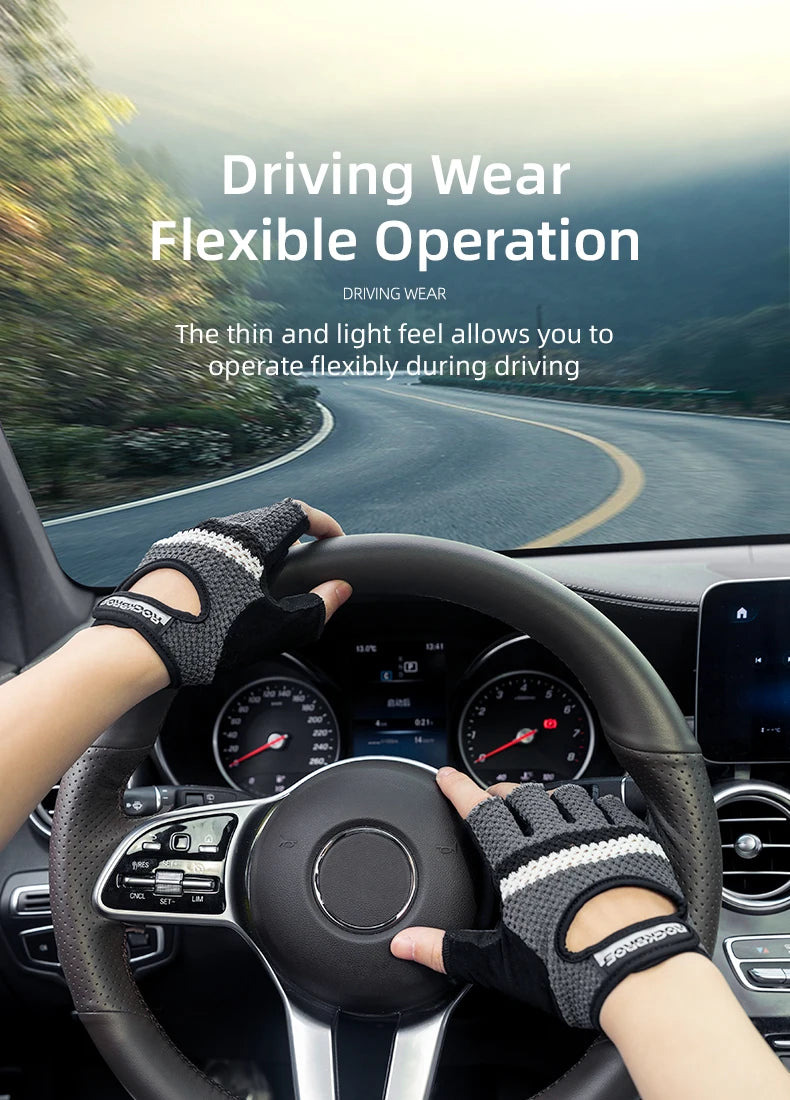 ROCKBROS Breathable Fitness Gloves Silicone Palm Hollow Back Gym Gloves Weightlifting Workout Dumbbell Bodybuilding Gloves