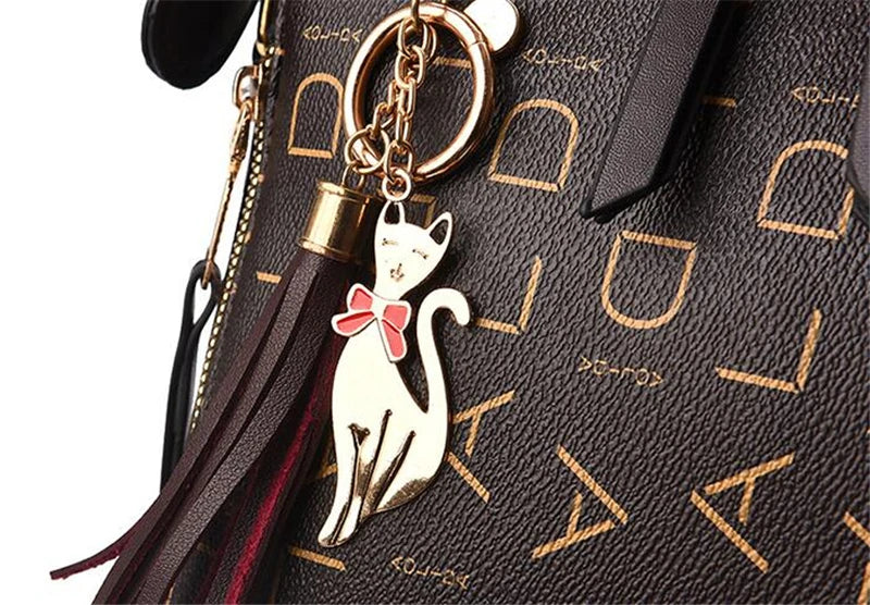 Fashion English Letter Handbag Women PU Leather Tassel Top-handle Bag Luxury Shoulder Bag Large Capacity Lady Tote Design Purse - You Offer