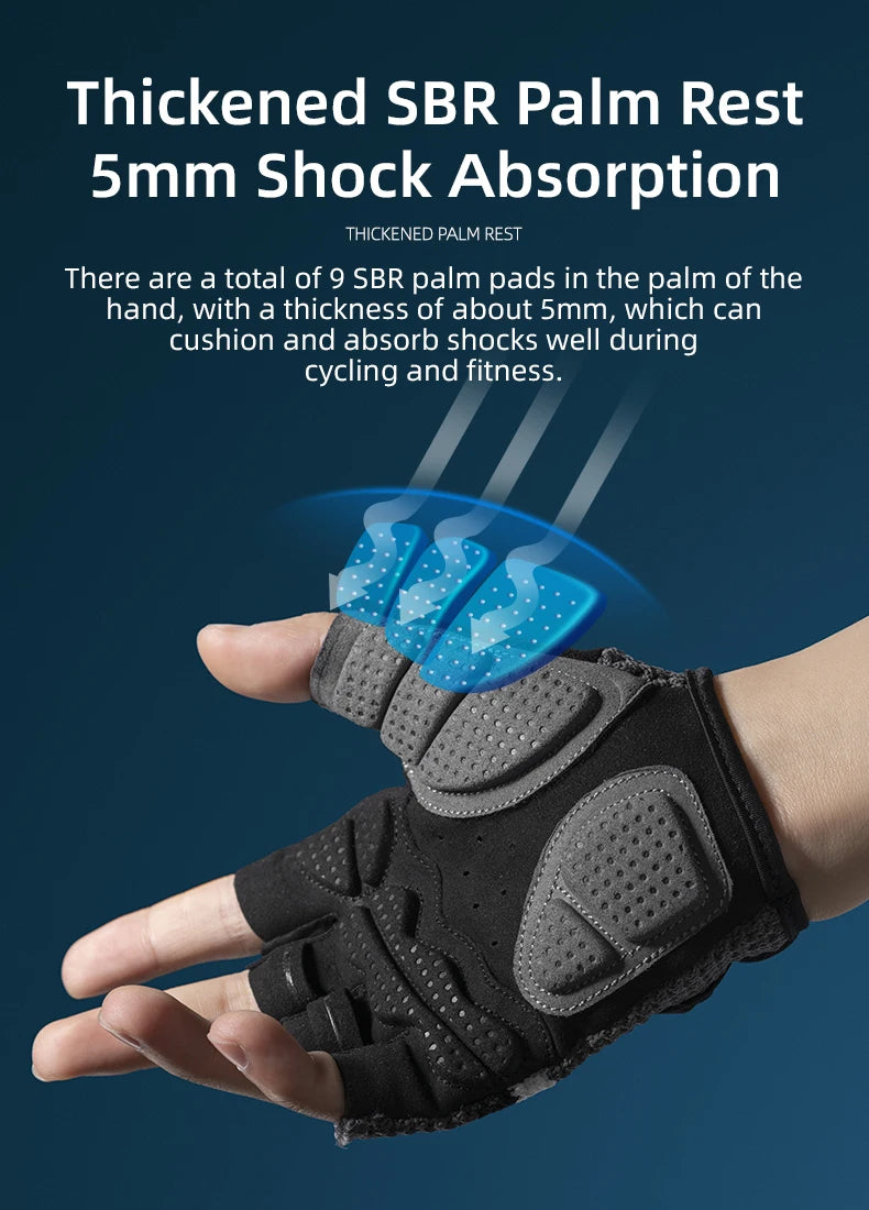 ROCKBROS Breathable Fitness Gloves Silicone Palm Hollow Back Gym Gloves Weightlifting Workout Dumbbell Bodybuilding Gloves