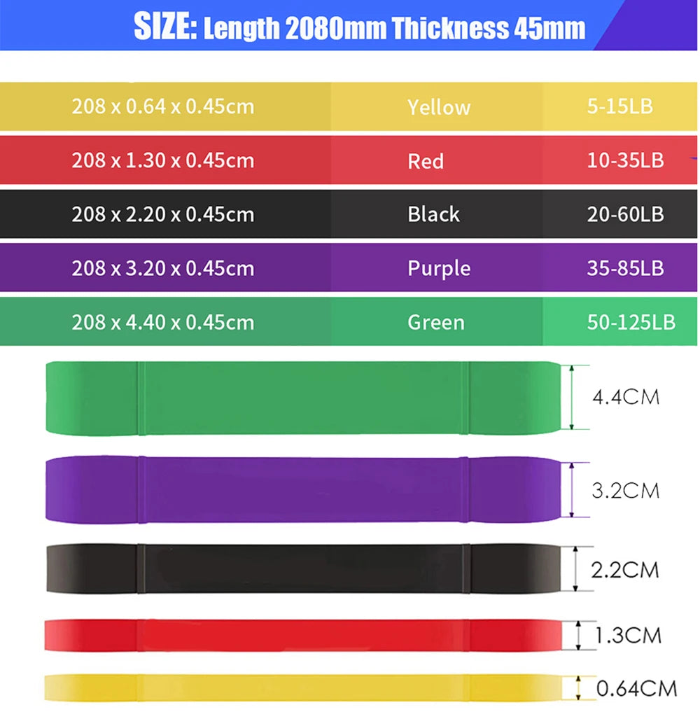 Natural Rubber Resistance Bands Fitness Rally Body Building Yoga Pull Up Belt 41" 208cm - You Offer