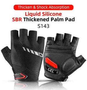 ROCKBROS Breathable Fitness Gloves Silicone Palm Hollow Back Gym Gloves Weightlifting Workout Dumbbell Bodybuilding Gloves