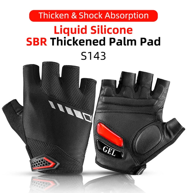 ROCKBROS Breathable Fitness Gloves Silicone Palm Hollow Back Gym Gloves Weightlifting Workout Dumbbell Bodybuilding Gloves
