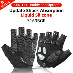 ROCKBROS Breathable Fitness Gloves Silicone Palm Hollow Back Gym Gloves Weightlifting Workout Dumbbell Bodybuilding Gloves