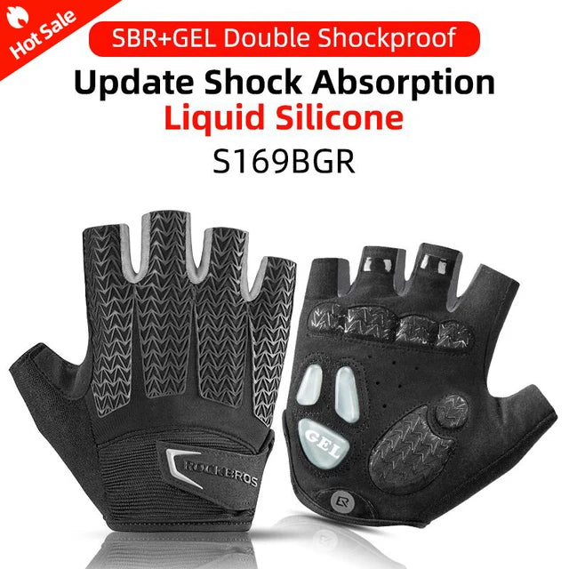 ROCKBROS Breathable Fitness Gloves Silicone Palm Hollow Back Gym Gloves Weightlifting Workout Dumbbell Bodybuilding Gloves