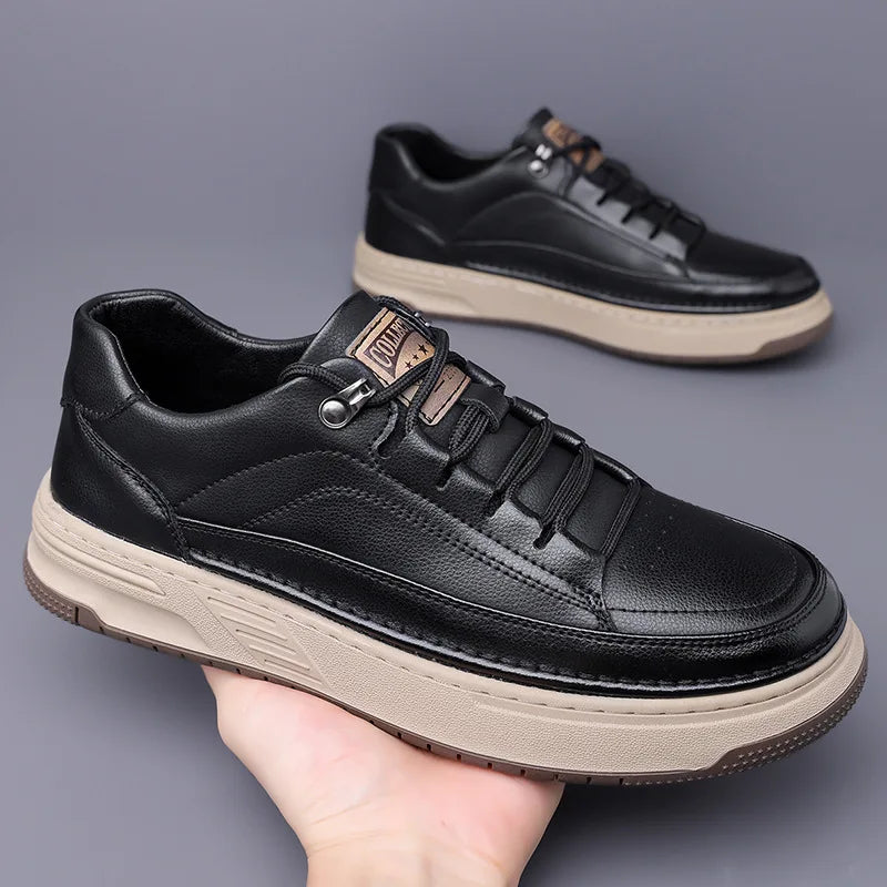 2026 New Men's Leather Shoes Soft Sole Men's Casual Shoes Business Fashion Sneakers