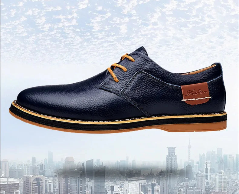 New Spring Autumn Fashion Men Shoes Men Leather Oxfords Shoes Casual Lace-up Formal Business Wedding Dress Shoes Big Size 38-48