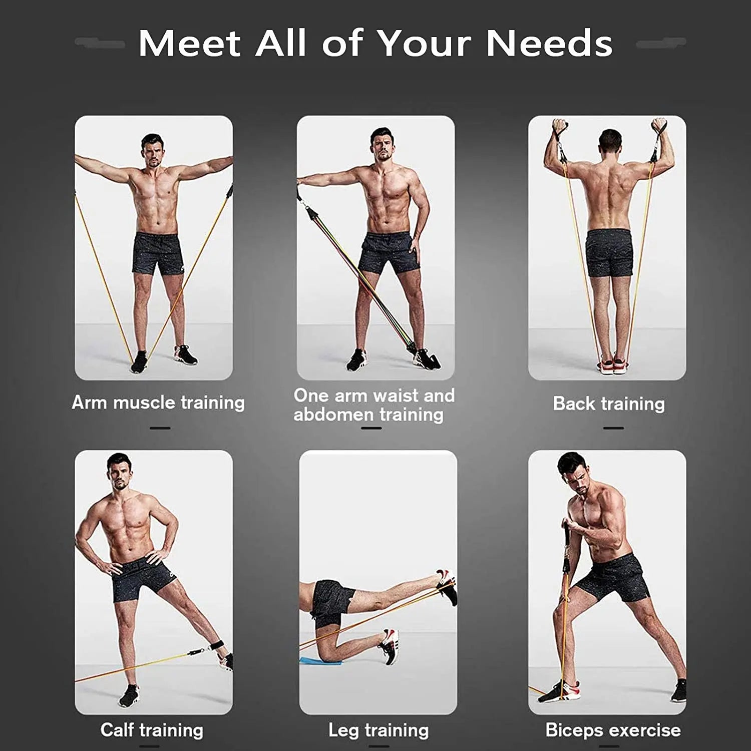 Latex resistance Pull bands rope for Pilates, yoga, CrossFit, fitness , 11PCs - You Offer