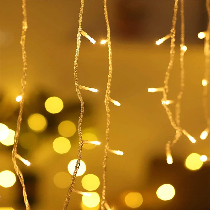Street Garland On The House Christmas Decorations Ornaments LED Festoon Icicle Curtain Light Droop 0.3m-0.5m EU Plug New Year