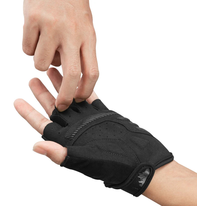 ROCKBROS Breathable Fitness Gloves Silicone Palm Hollow Back Gym Gloves Weightlifting Workout Dumbbell Bodybuilding Gloves