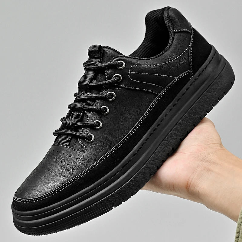 In Ready Stock Fashion Breathable New Shoes Casual Sneakers Genuine Leather Handmade Men Shoes Sneakers