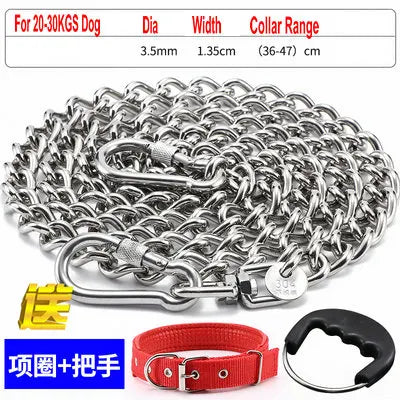 HQ LC02 100% Stainless Steel 304 Seamless No Knot Jack Link Chain Pet Dog Leash Small Large Dogs Lead Leash with Collar Handle