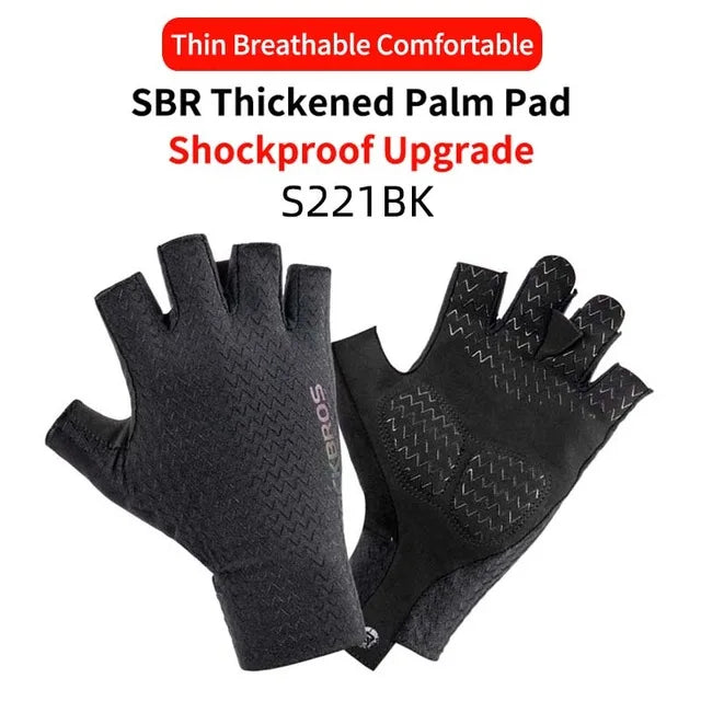 ROCKBROS Breathable Fitness Gloves Silicone Palm Hollow Back Gym Gloves Weightlifting Workout Dumbbell Bodybuilding Gloves