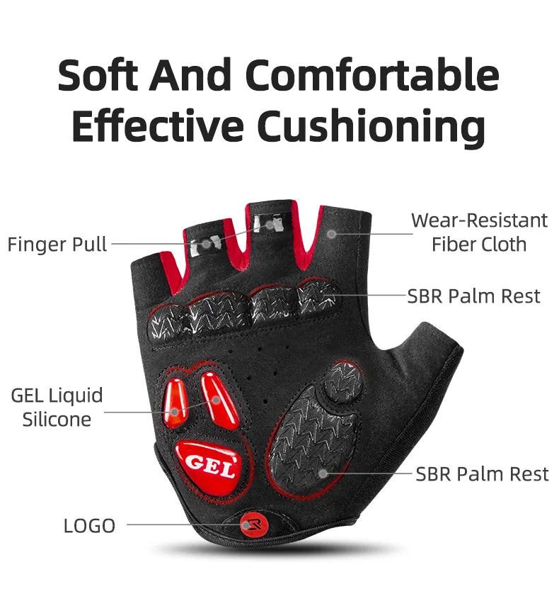 ROCKBROS Breathable Fitness Gloves Silicone Palm Hollow Back Gym Gloves Weightlifting Workout Dumbbell Bodybuilding Gloves