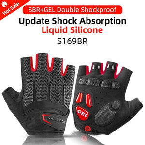 ROCKBROS Breathable Fitness Gloves Silicone Palm Hollow Back Gym Gloves Weightlifting Workout Dumbbell Bodybuilding Gloves