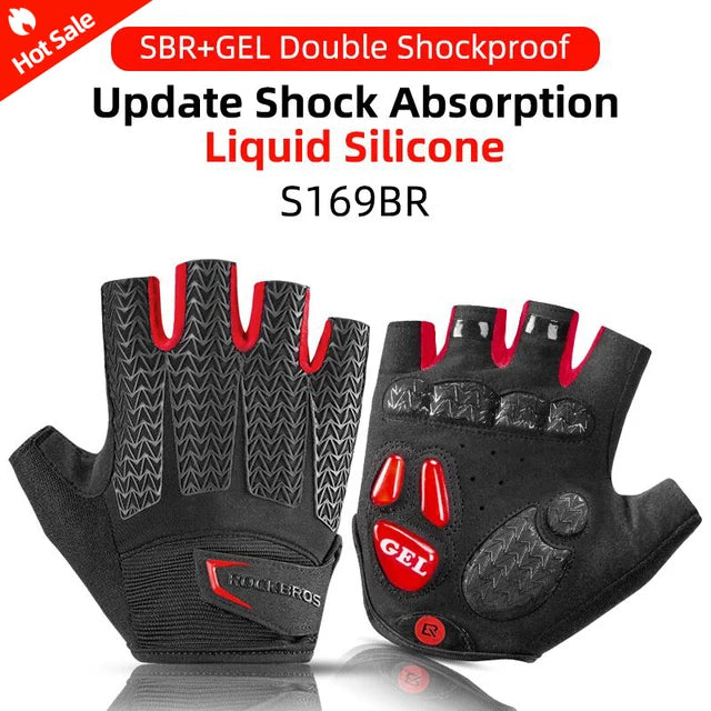 ROCKBROS Breathable Fitness Gloves Silicone Palm Hollow Back Gym Gloves Weightlifting Workout Dumbbell Bodybuilding Gloves