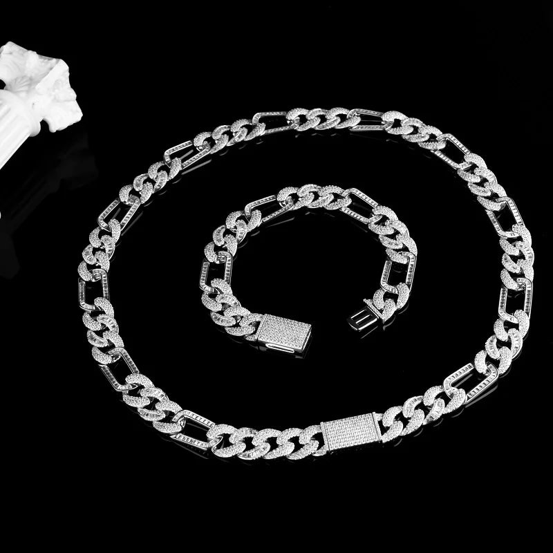 Customizable Men's Moissanite Brass Figaro Style Chains 14K/18K Gold-Plated Miami Cuban Link Necklace for Weddings and Gifts - You Offer