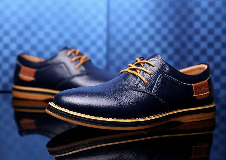 New Spring Autumn Fashion Men Shoes Men Leather Oxfords Shoes Casual Lace-up Formal Business Wedding Dress Shoes Big Size 38-48