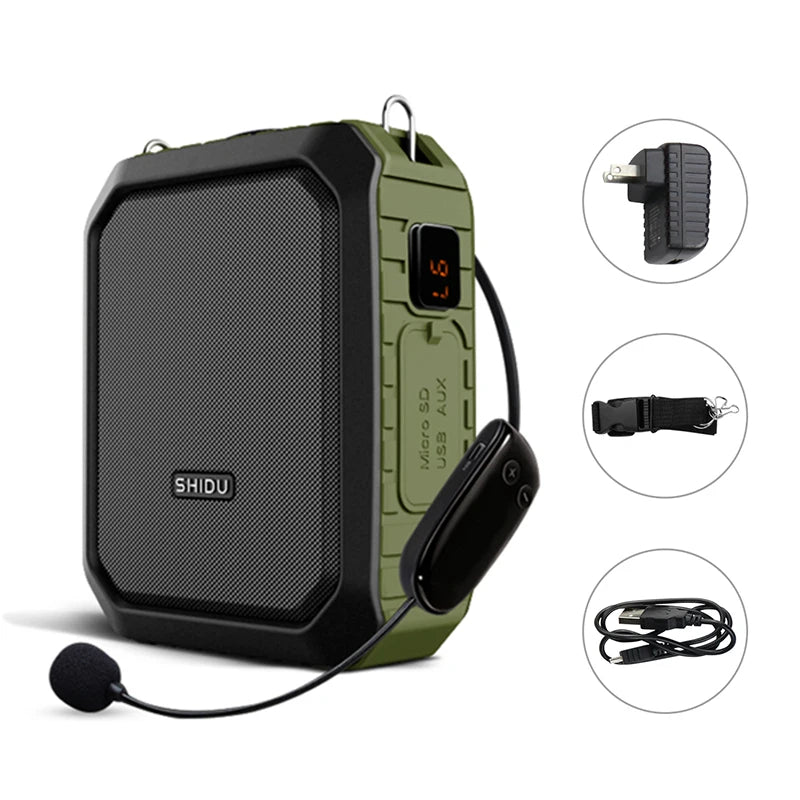 SHIDU Voice Amplifier for Teacher with Wireless Microphone Headset, IPX5 Waterproof Bluetooth Speaker, 4400mAh Power Bank M800