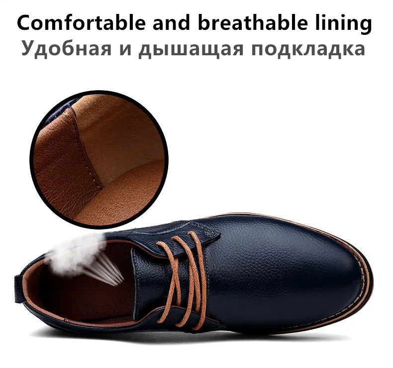 New Spring Autumn Fashion Men Shoes Men Leather Oxfords Shoes Casual Lace-up Formal Business Wedding Dress Shoes Big Size 38-48