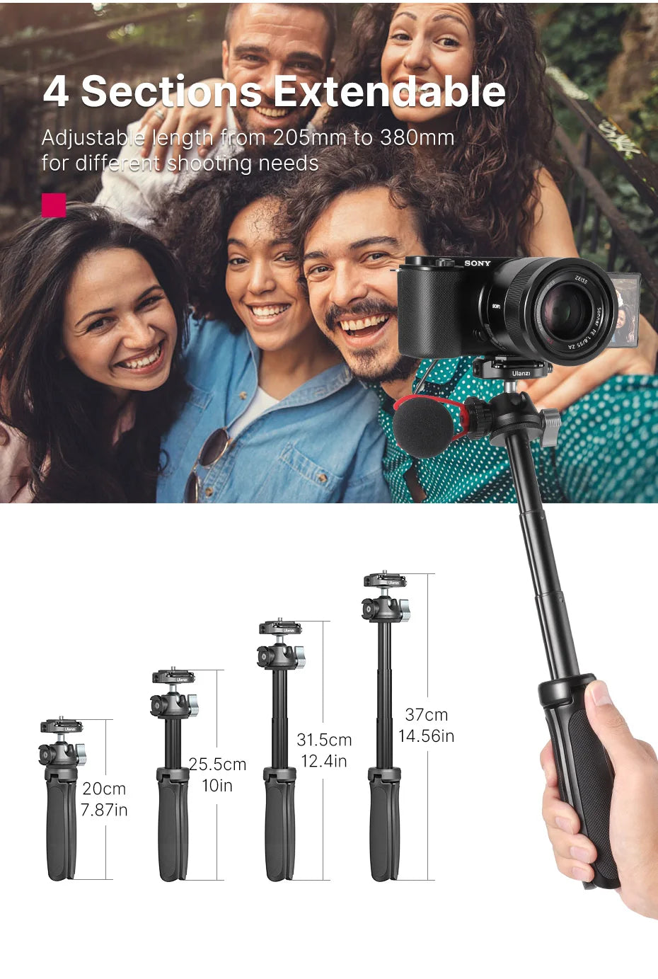 Ulanzi MT-46 Mini Tripod Extend With Quick Instal Release Kit For DSLR SLR Camera Smartphone Tripod Live With Cold Shoe