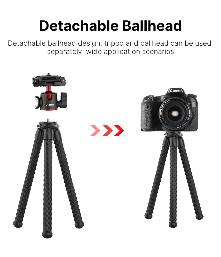Ulanzi MT-33 Flexible Octopus Tripod for Phone Camera DSLR 2in1 Design Tripod With Phone Holder Side Cold Shoe 1/4'' Screw