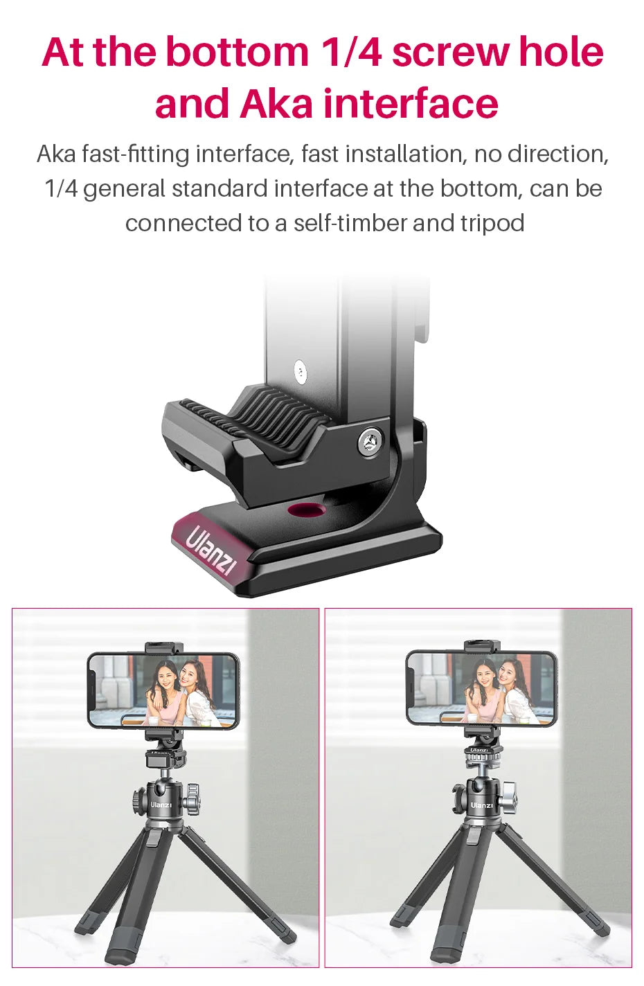 Ulanzi ST-27 Metal Vertical Shooting Phone Mount Holder Clip with Cold Shoe for Rode Wireless Go Microphone Video Light Vlog