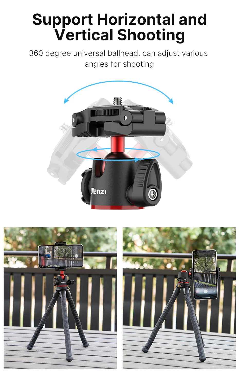 Ulanzi MT-33 Flexible Octopus Tripod for Phone Camera DSLR 2in1 Design Tripod With Phone Holder Side Cold Shoe 1/4'' Screw