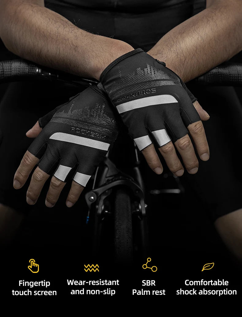 ROCKBROS Breathable Fitness Gloves Silicone Palm Hollow Back Gym Gloves Weightlifting Workout Dumbbell Bodybuilding Gloves