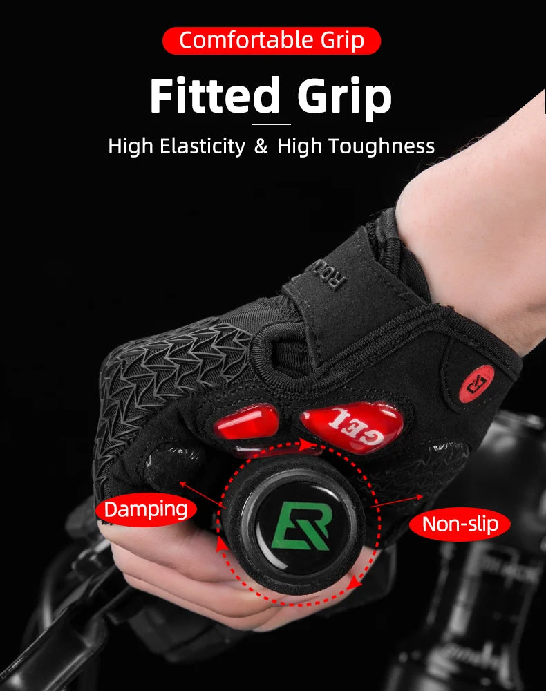 ROCKBROS Breathable Fitness Gloves Silicone Palm Hollow Back Gym Gloves Weightlifting Workout Dumbbell Bodybuilding Gloves