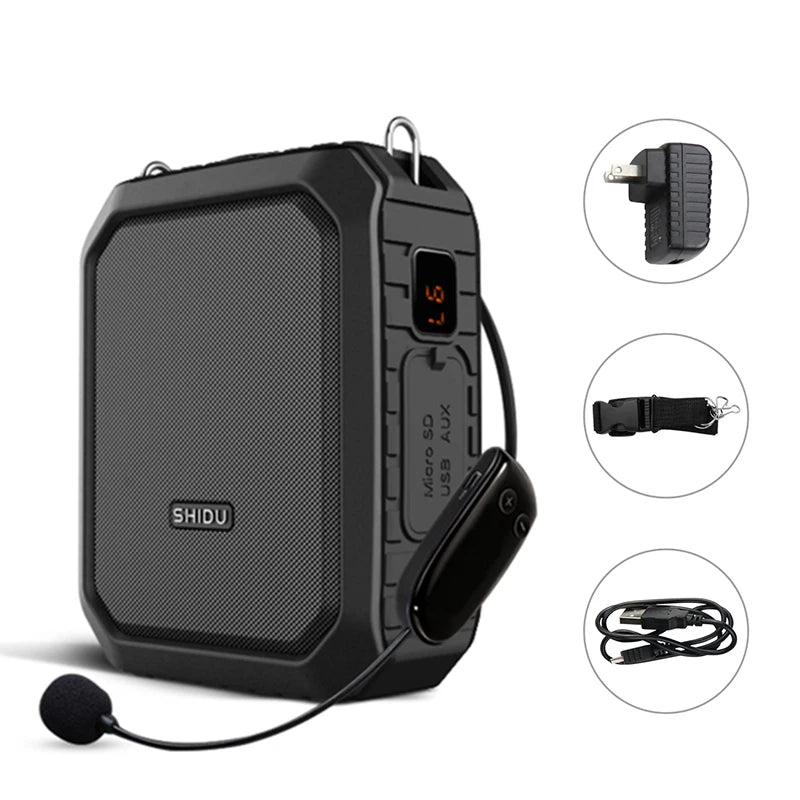 SHIDU Voice Amplifier for Teacher with Wireless Microphone Headset, IPX5 Waterproof Bluetooth Speaker, 4400mAh Power Bank M800