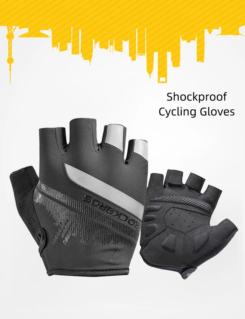 ROCKBROS Breathable Fitness Gloves Silicone Palm Hollow Back Gym Gloves Weightlifting Workout Dumbbell Bodybuilding Gloves