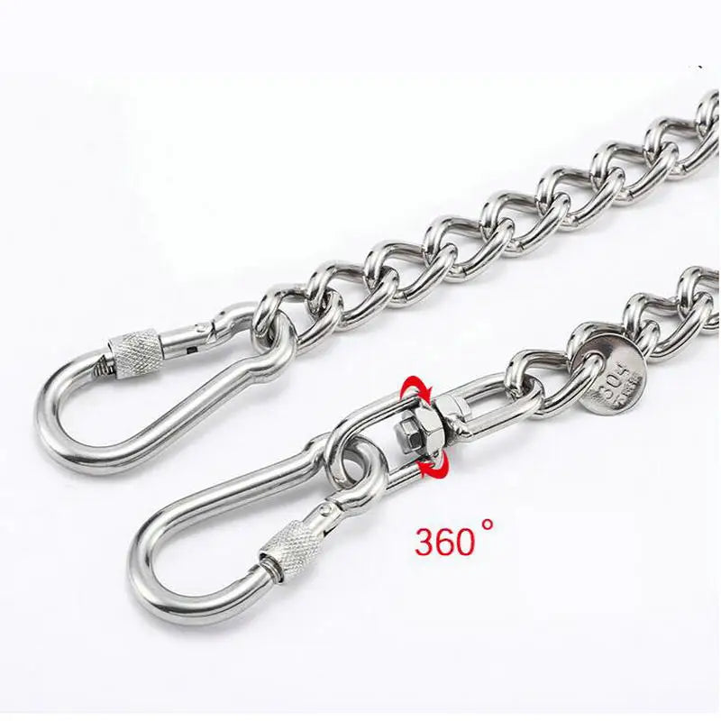 HQ LC02 100% Stainless Steel 304 Seamless No Knot Jack Link Chain Pet Dog Leash Small Large Dogs Lead Leash with Collar Handle