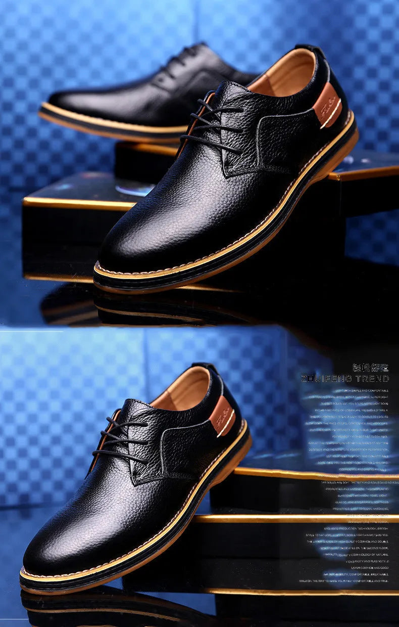 New Spring Autumn Fashion Men Shoes Men Leather Oxfords Shoes Casual Lace-up Formal Business Wedding Dress Shoes Big Size 38-48
