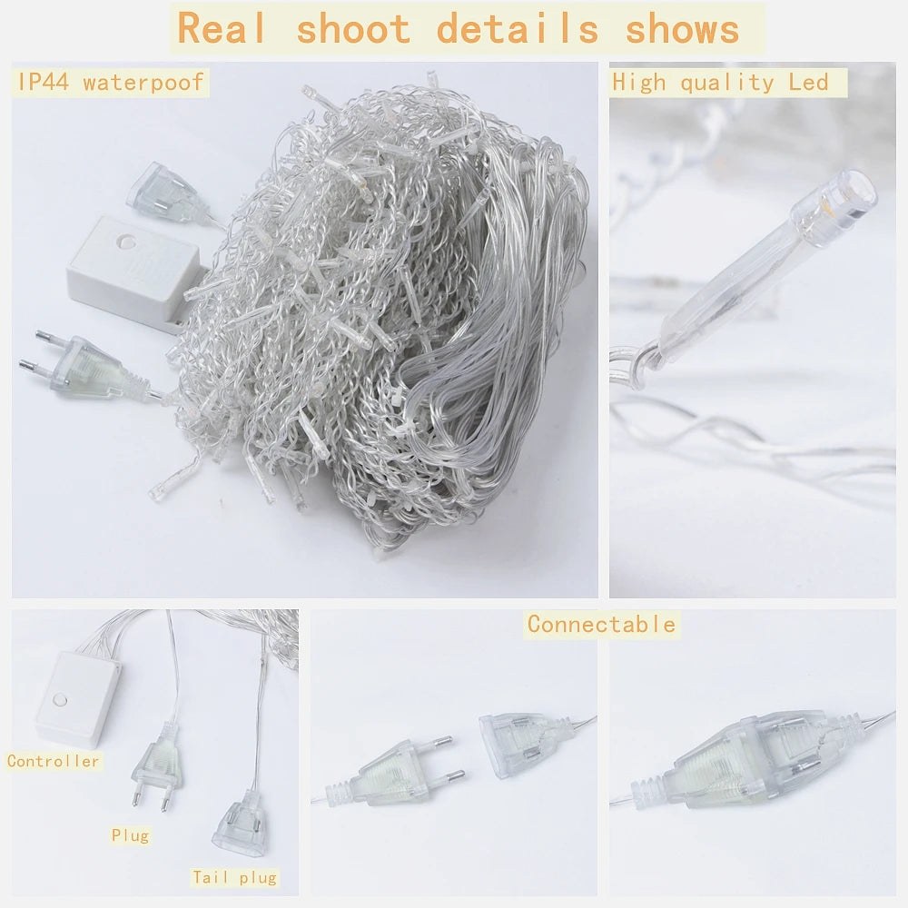 4/6/12M LED Icicle String Lights Fairy Curtain Christmas Lights Garland For Outdoor Garden Party Home Street 2025 New Year Decor