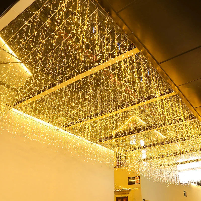 Street Garland On The House Christmas Decorations Ornaments LED Festoon Icicle Curtain Light Droop 0.3m-0.5m EU Plug New Year