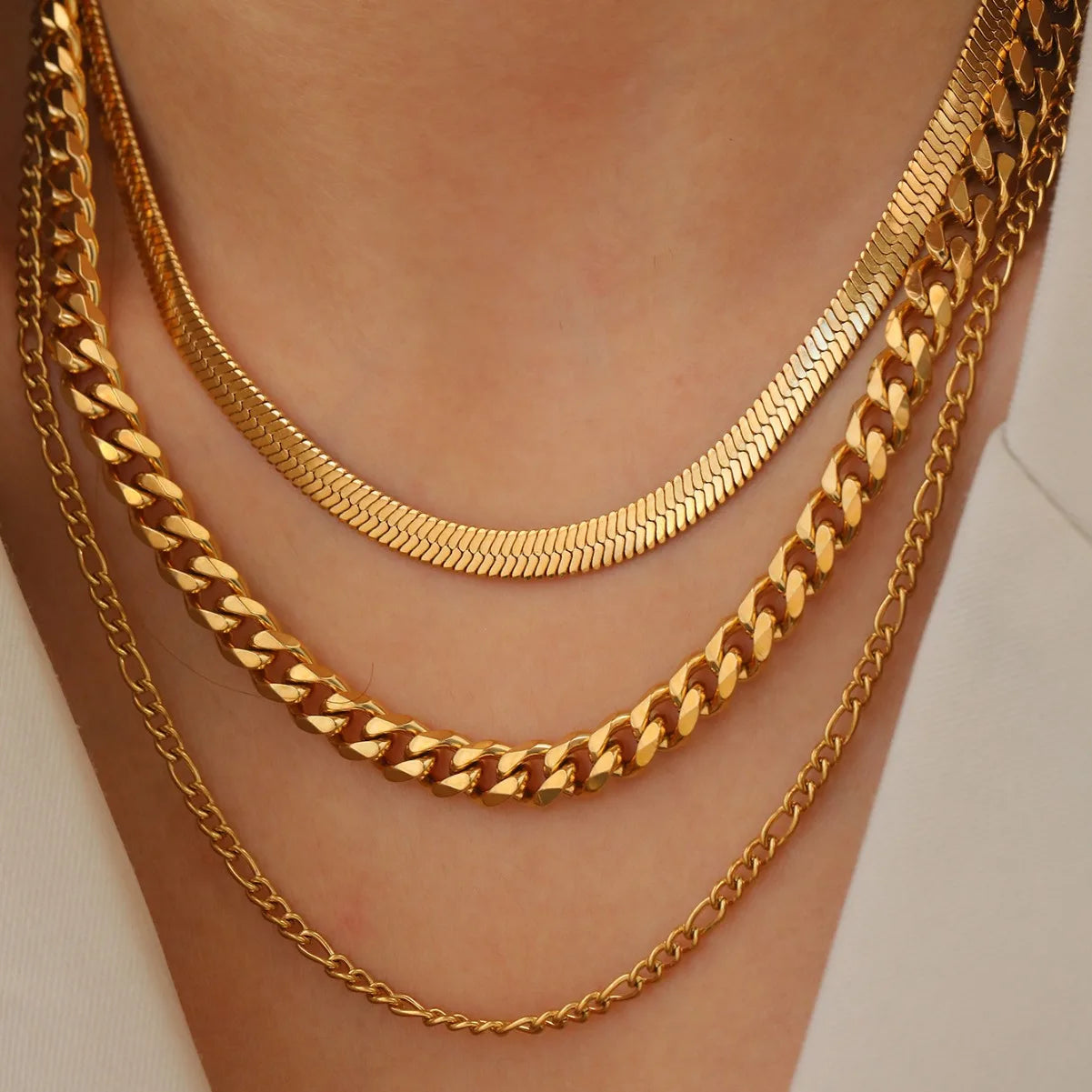 Hip Hop Personality Three Layered Necklace Cuban Women'S Geometry Chain Necklaces Fashionable Versatile Stainless Steel Jewelry - You Offer