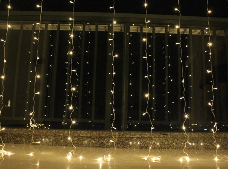 3x3/6x3/10x3m LED Icicle String Lights Christmas Fairy Lights Garland Outdoor Home For Wedding/Party/Curtain/Garden Decoration