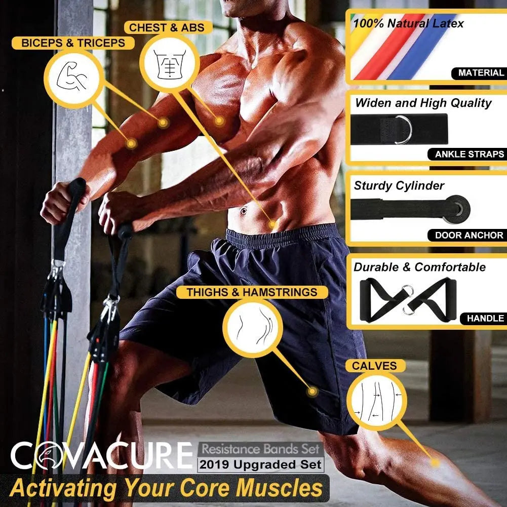 Latex resistance Pull bands rope for Pilates, yoga, CrossFit, fitness , 11PCs - You Offer