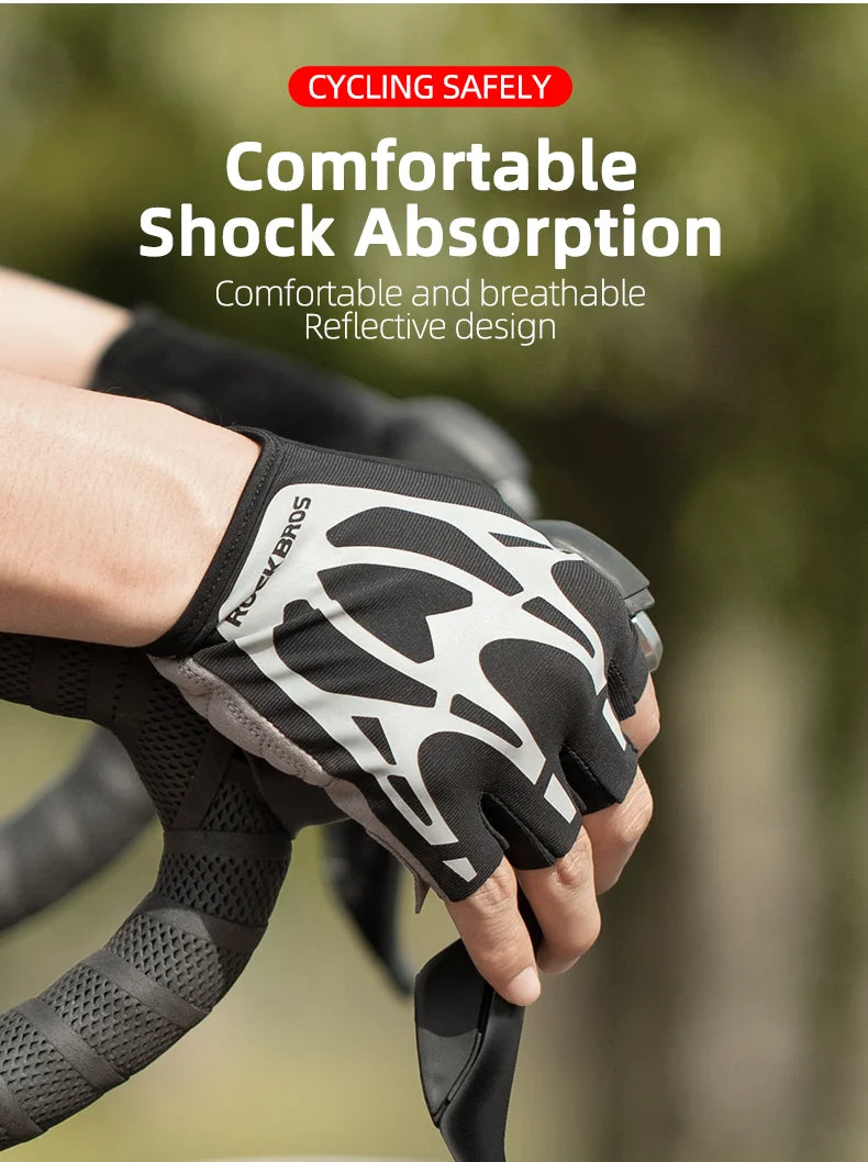 ROCKBROS Breathable Fitness Gloves Silicone Palm Hollow Back Gym Gloves Weightlifting Workout Dumbbell Bodybuilding Gloves