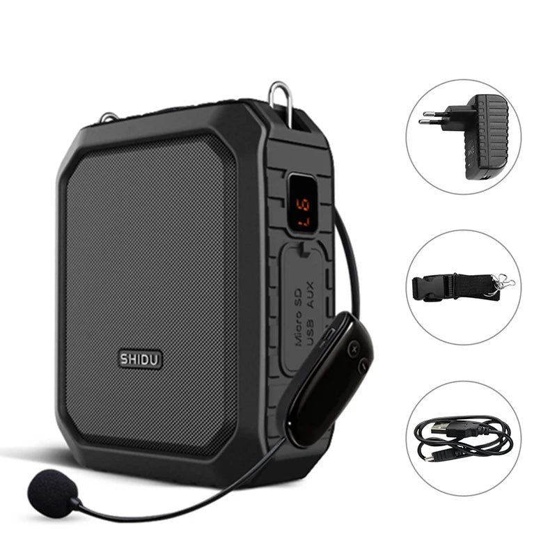 SHIDU Voice Amplifier for Teacher with Wireless Microphone Headset, IPX5 Waterproof Bluetooth Speaker, 4400mAh Power Bank M800