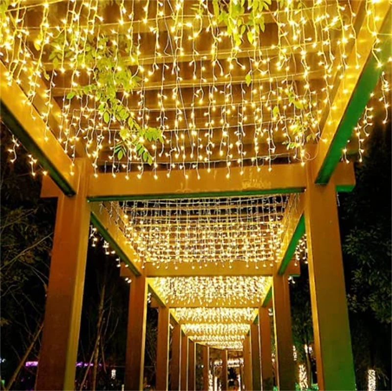 Street Garland On The House Christmas Decorations Ornaments LED Festoon Icicle Curtain Light Droop 0.3m-0.5m EU Plug New Year